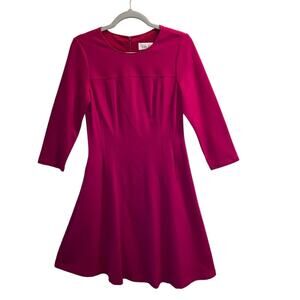 Eliza J Magenta Pink knit Fit & Flare dress three-quarter sleeve, women size 8